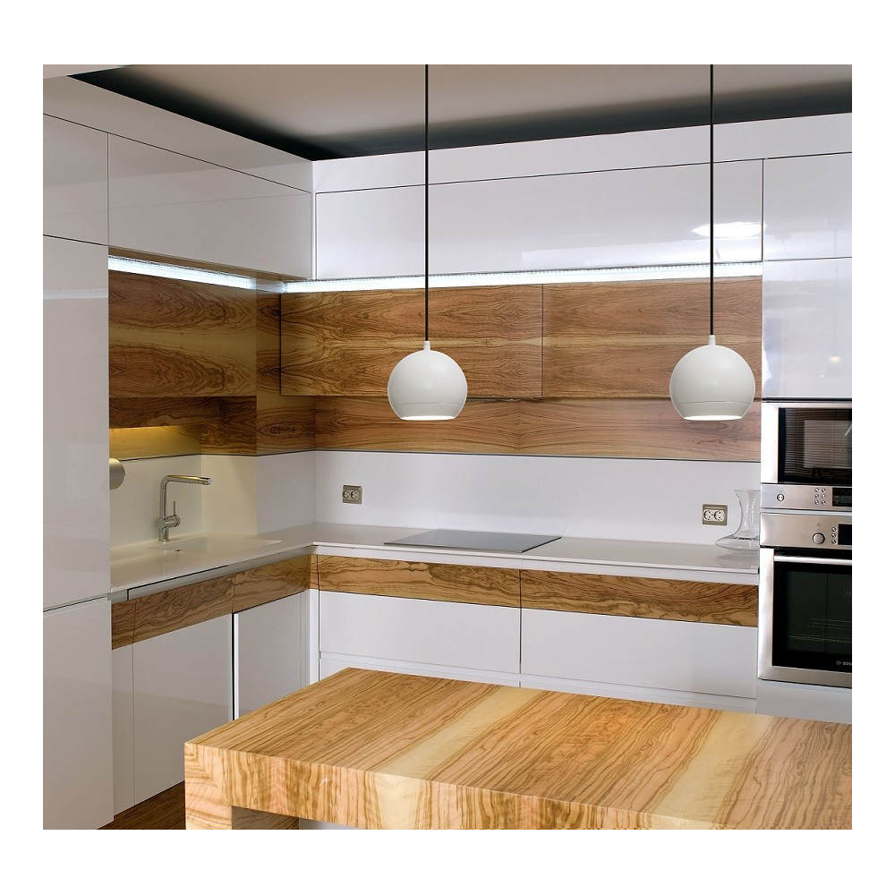Suspension ronde blanche led pour bar ou cuisine