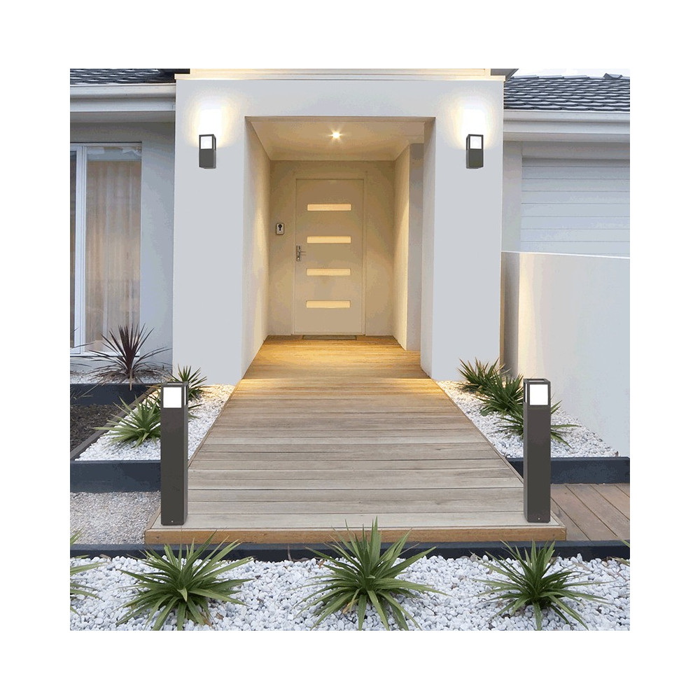 Borne grise en alu pour extérieur – luminaire design signé faro