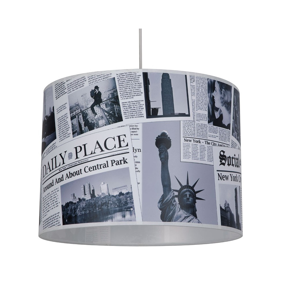 Suspension abat jour imprimé newspaper. luminaire ado en vente sur ...