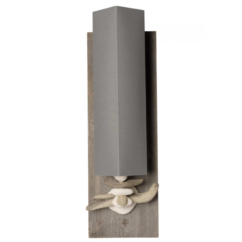 Applique galets et bois flottés, abat jour gris. en vente sur ...