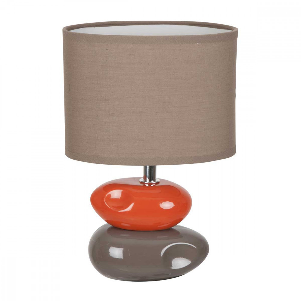Lampe à poser en céramique avec 2 galets taupe et orange, idéale ...