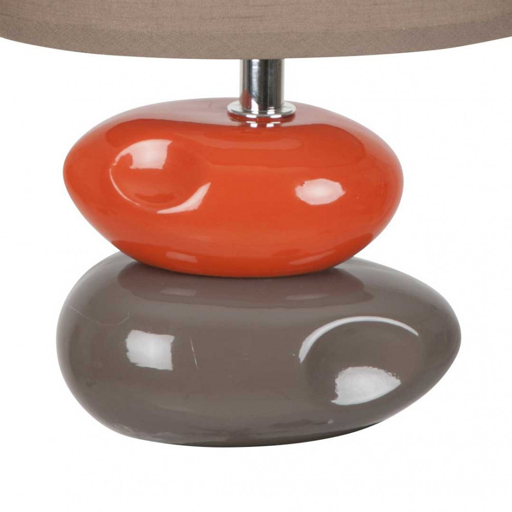 Lampe à poser en céramique avec 2 galets taupe et orange, idéale ...