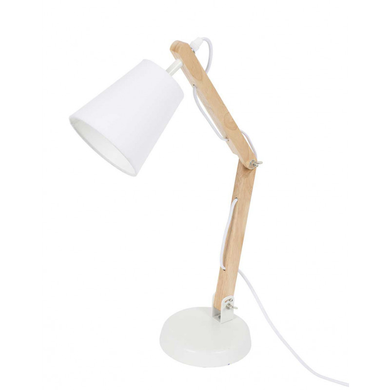 Lampe blanche bois articulée