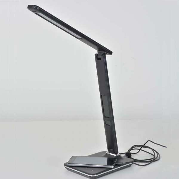 Lampe De Bureau Effet Cuir Noir Avec Prise Usb