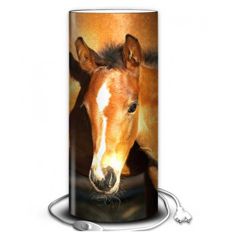 Lampe de chevet décor cheval en métal - Rose