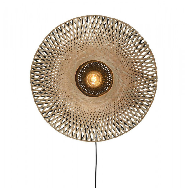 Applique murale en bambou noir et naturel Ø 60cm 60W Lampe Avenue
