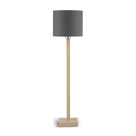 Lampe de table en bois abat-jour gris foncé - H60cm