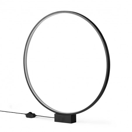 Lampe de table cercle lumineux aluminium noir