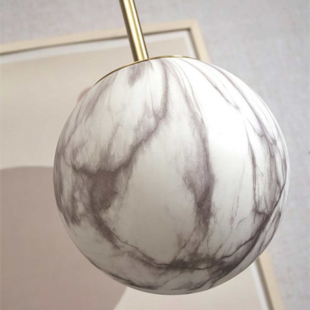 Suspension globe effet marbre et métal doré