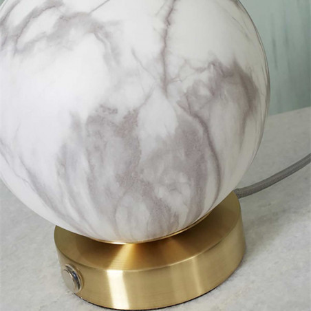 Lampe globe marbre et métal doré