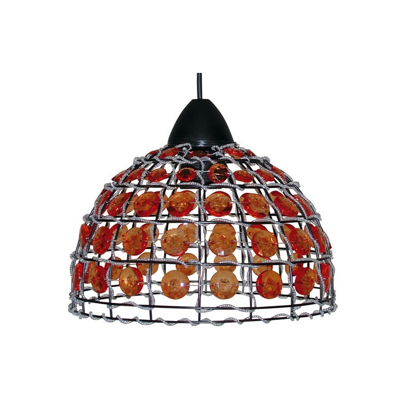 Suspension dôme métal avec perles oranges - Luminaire intérieur sur ...