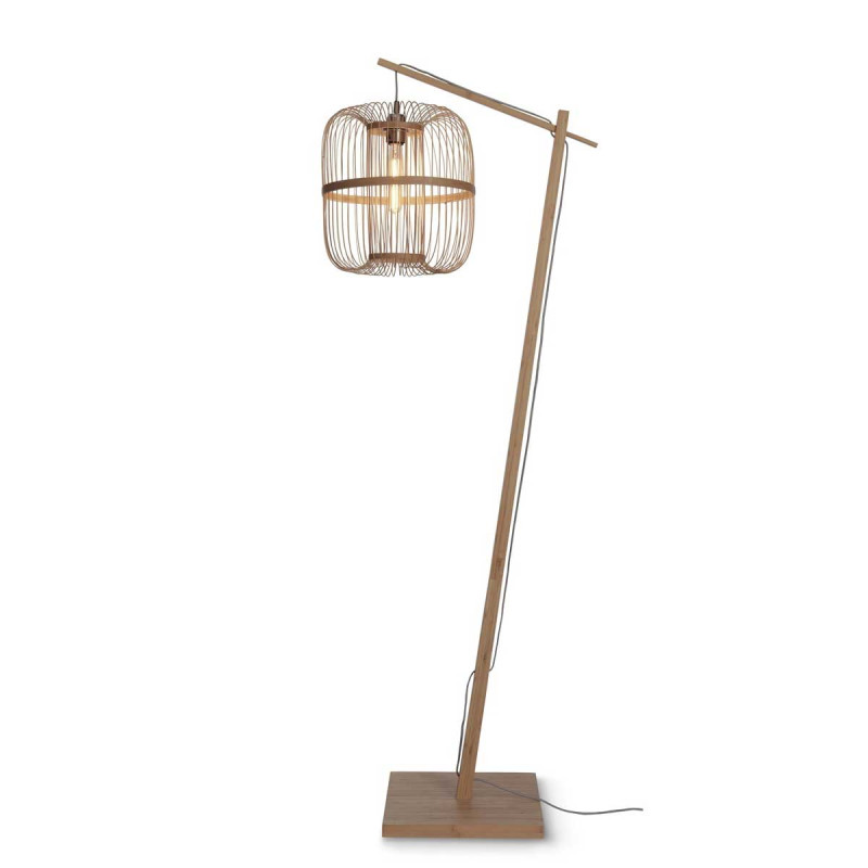 LEDKIA LIGHTING - Lampadaire Ronax E27 | Design Moderne Et Élegant | Matériaux Durables En Bambou Et Textile | Pour Salon, Chambre, Cuisine | Hauteur