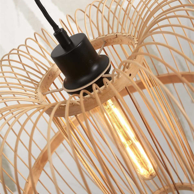 Kaixunl Lampadaire Arc Imitation Bambou - Lampadaire Pastoral Vintage 160cm Avec Abat-jour Tissu