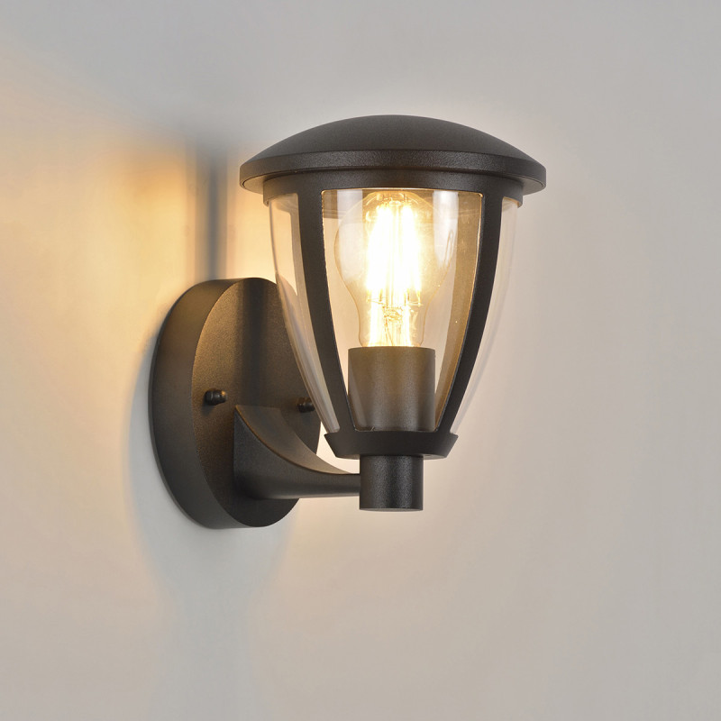 Applique Murale Extérieure Vintage IP44 - Style Lanterne Ancienne - Bronze Et Verre Soufflé - Pour Maison Et Jardin