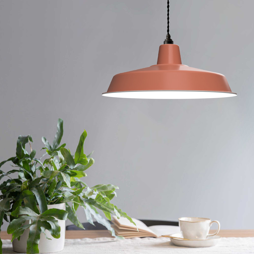 Suspension industrielle rouge terracotta - Made in France