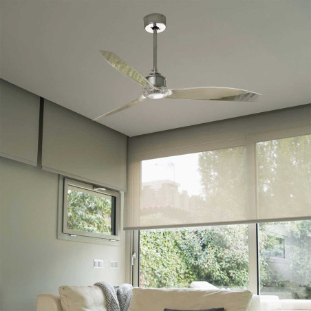 ventilateur de plafond chrome et transparent
