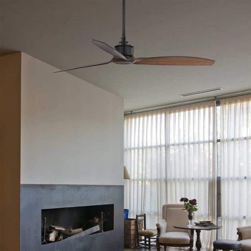 Ventilateur noir et bois