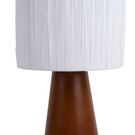 Lampe conique en bois et abat-jour blanc