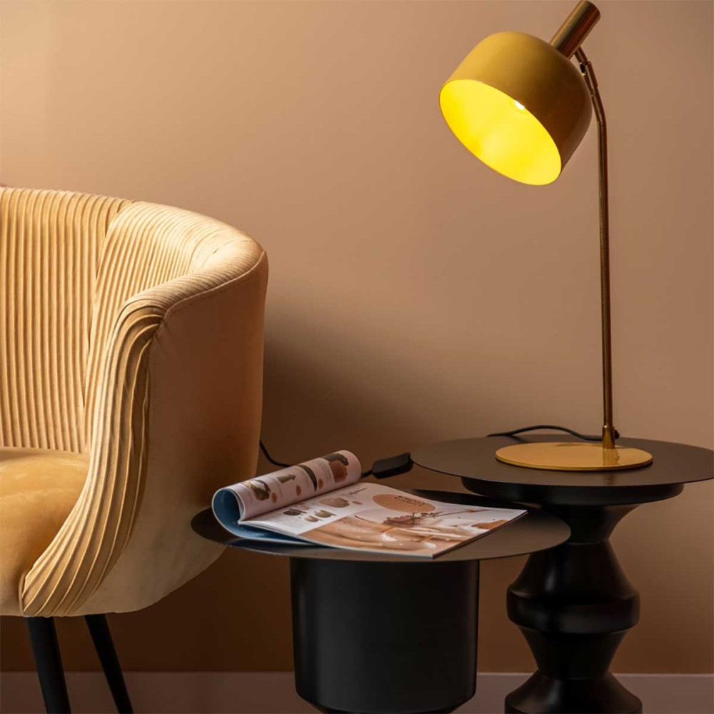 Lampe à poser jaune en email Lampe à poser jaune en email