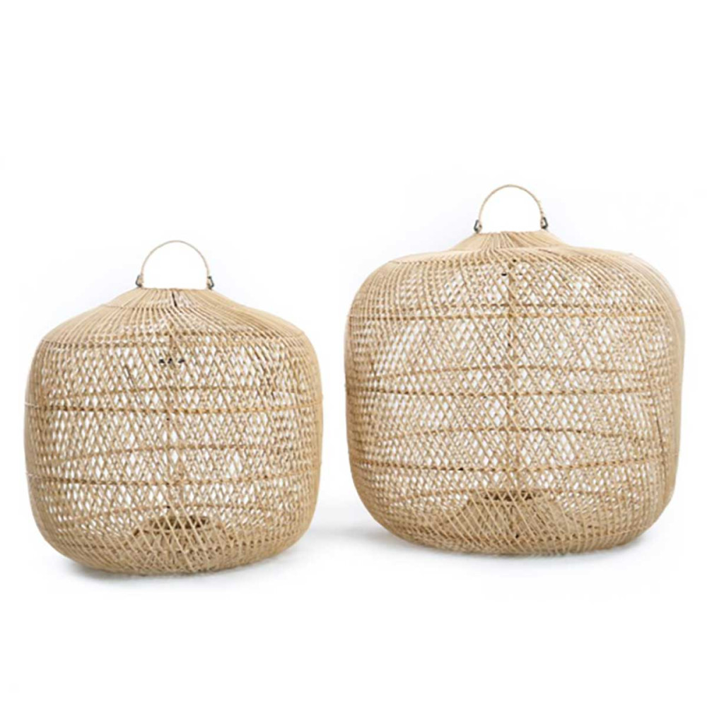 Lot De 3 Abat-jour Rotin GeRRiT - Style Bohème 15cm Pour Suspension Et Appliques