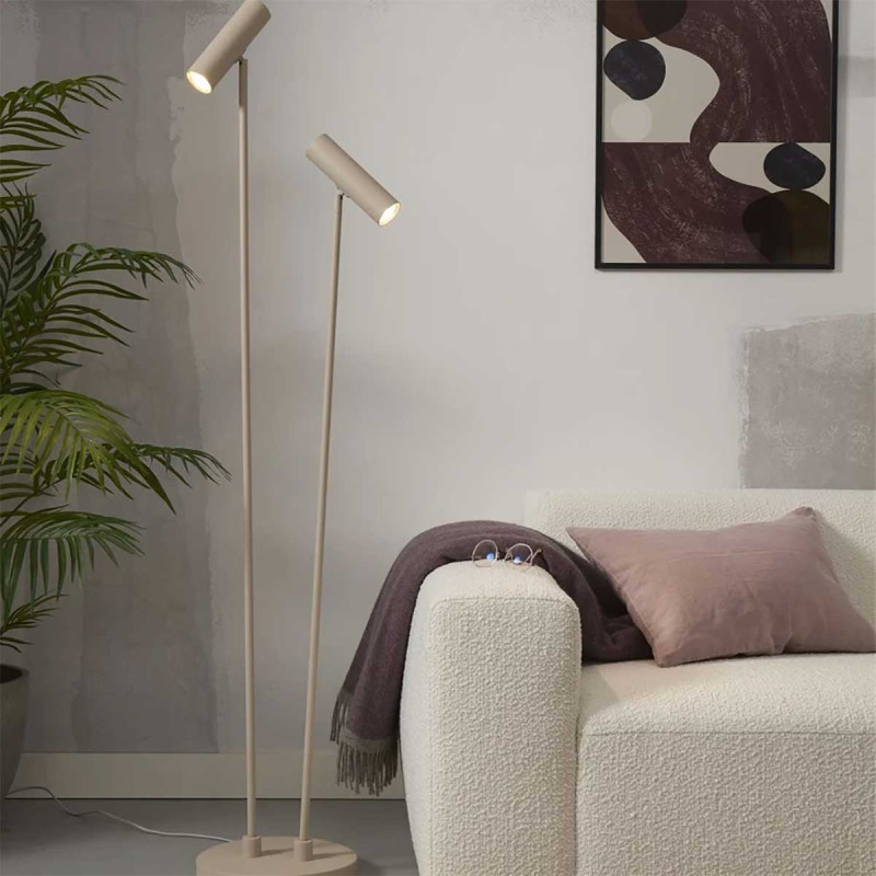 Lampadaire beige deux lampes