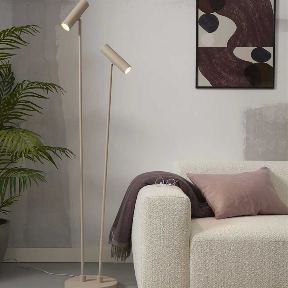Lampadaire beige deux lampes