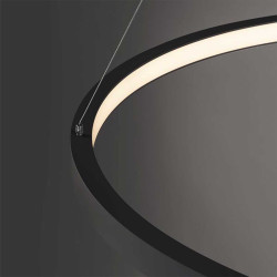 Grande suspension cylindrique noire LED moderne