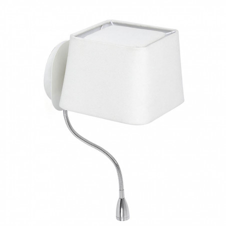 Applique chevet abat jour blanc et liseuse flexible LED