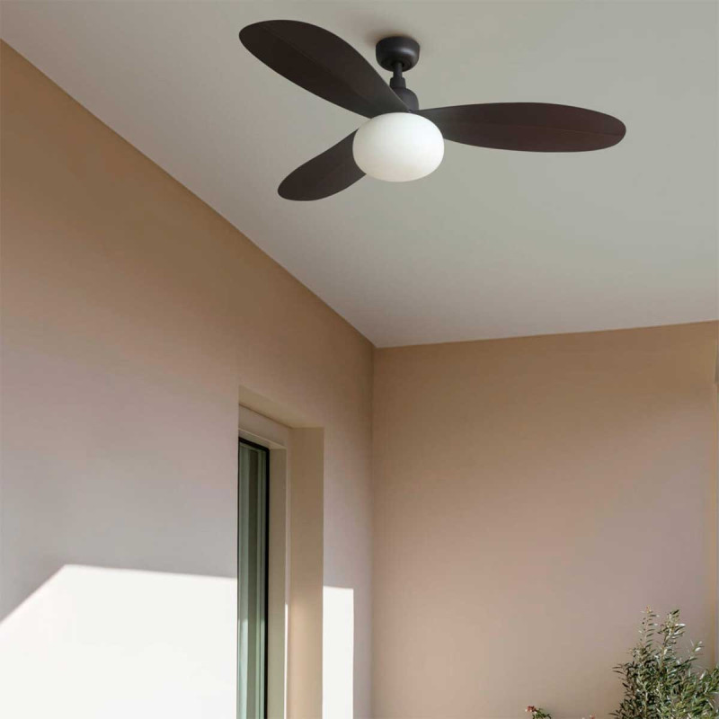 Ventilateur Palma d'extérieur lumière marron taille M