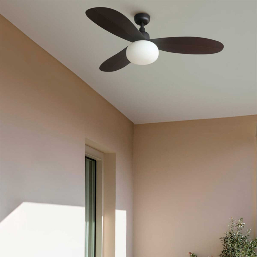 Ventilateur Palma d'extérieur lumière marron taille M