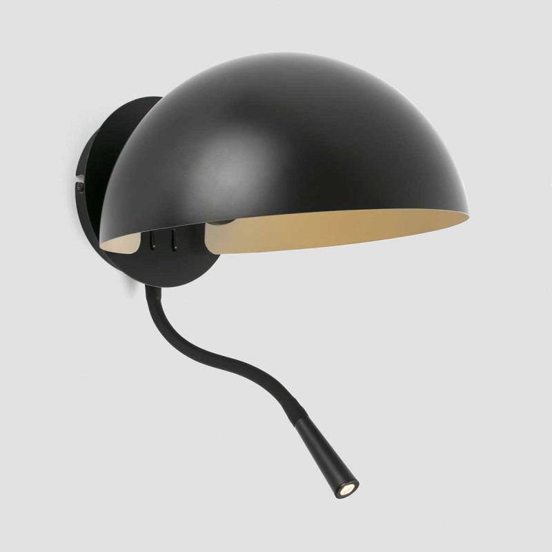 Applique ronde de chevet noire avec liseuse