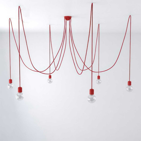 Suspension 6 bras en tissus rouges
