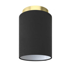 Petit plafonnier cylindrique or et tissu noir