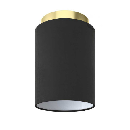 Petit plafonnier cylindrique or et tissu noir