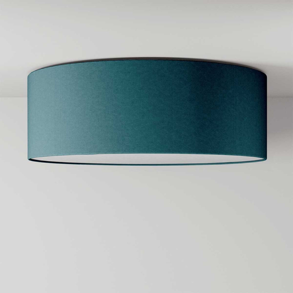 Plafonnier rond en tissu bleu
