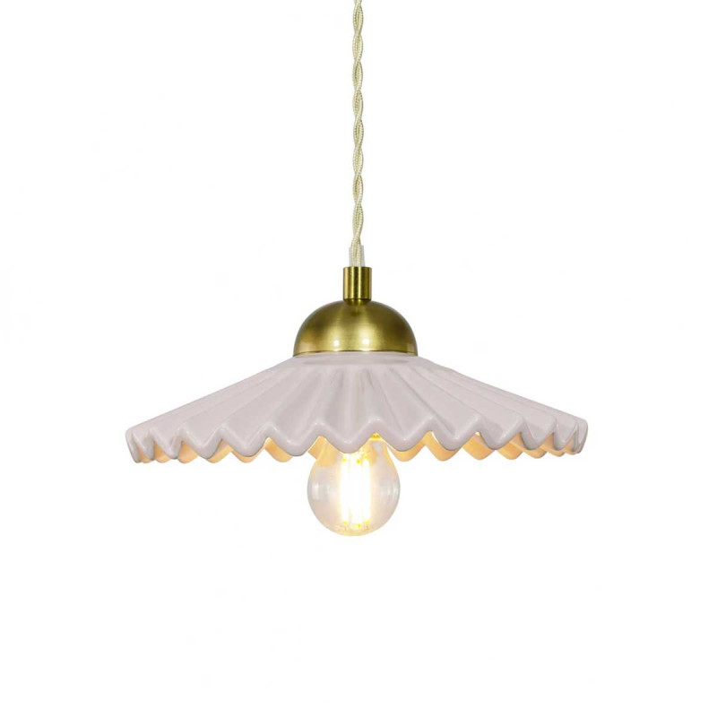 Suspension rose en céramique dentelée babouchka