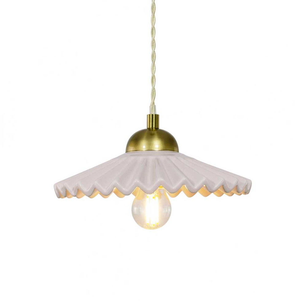 Suspension rose en céramique dentelée babouchka