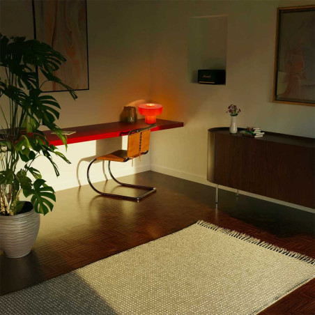 Lampe à poser champignon en verre orange