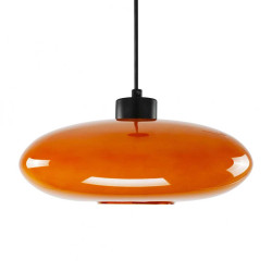 Suspension ovale en verre orange