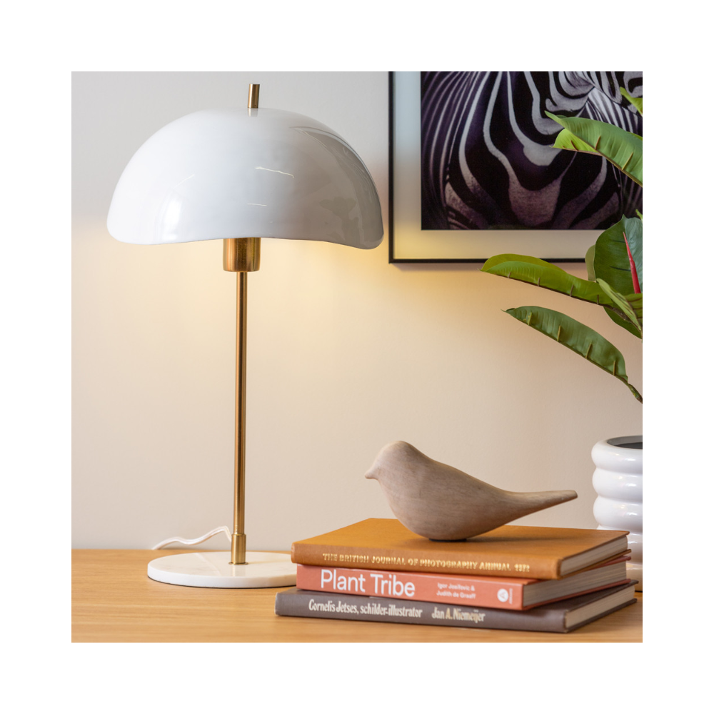 Lampe de table à dôme ondulé Blanche