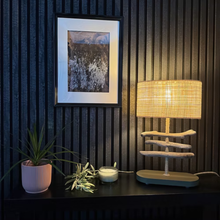 lampe bois flotté vert