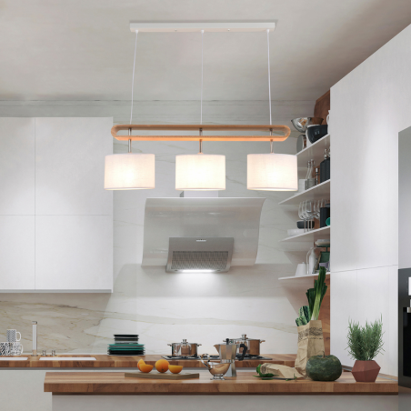 Suspension triple bois et tissu