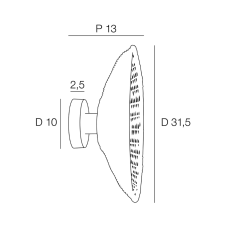 Dimensions applique disque rotin naturel