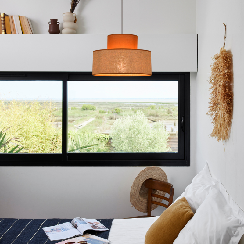 Suspension 2 cylindres matière naturelle