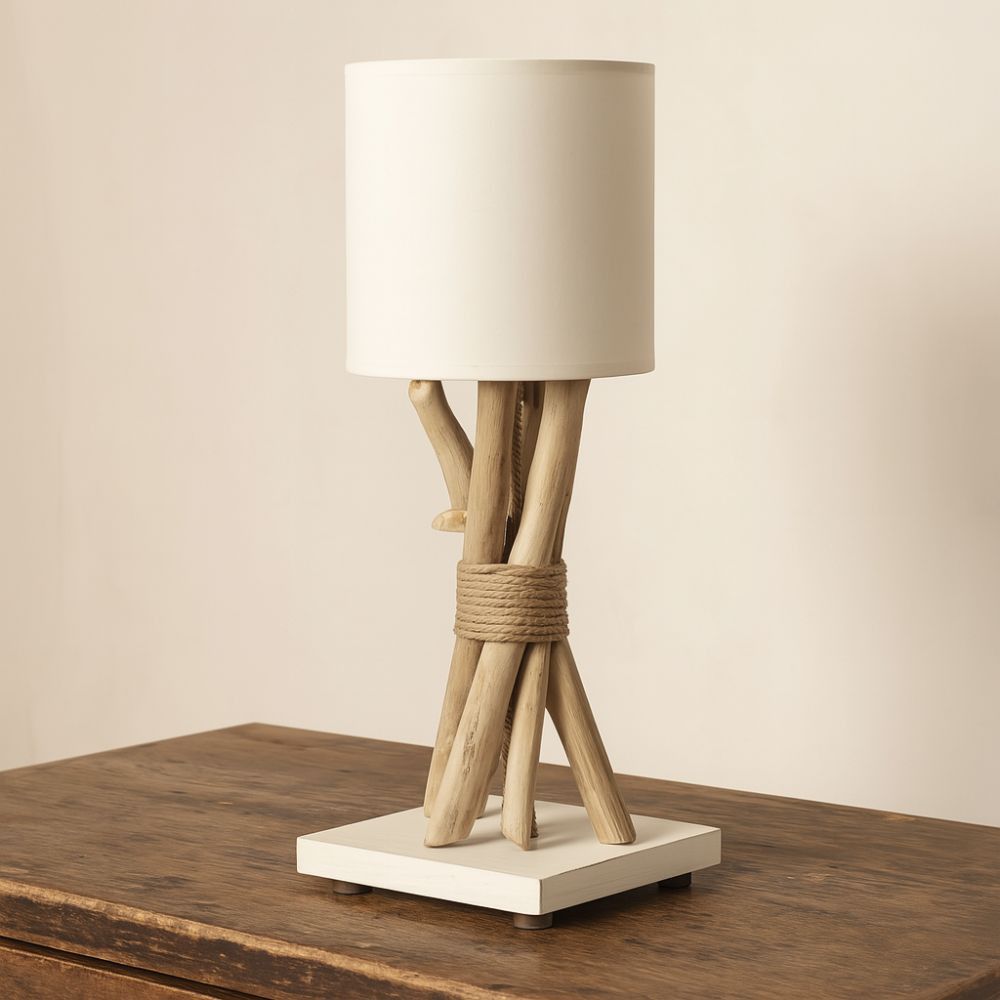lampe de chevet bois crème