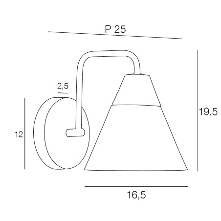 Applique conique bois & métal – dimensions pratiques
