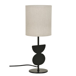 Lampe de chevet au design élégant – base ronde en métal et abat-jour en tissu