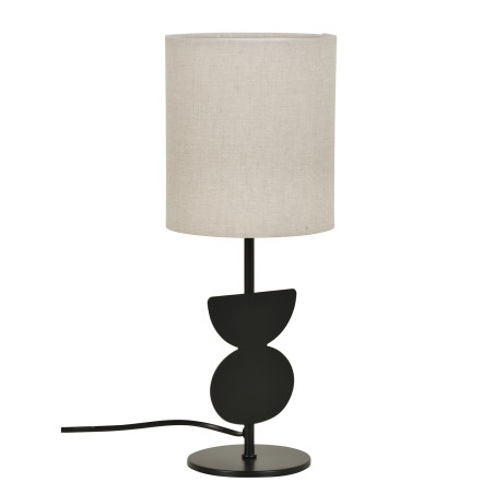 Lampe de chevet au design élégant – base ronde en métal et abat-jour en tissu