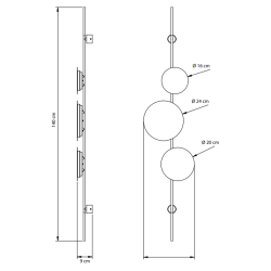 Applique murale 3 disques LED dimensions