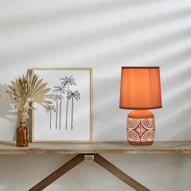 Lampe abat-jour conique en céramique et coton Lampe abat-jour conique en céramique et coton
